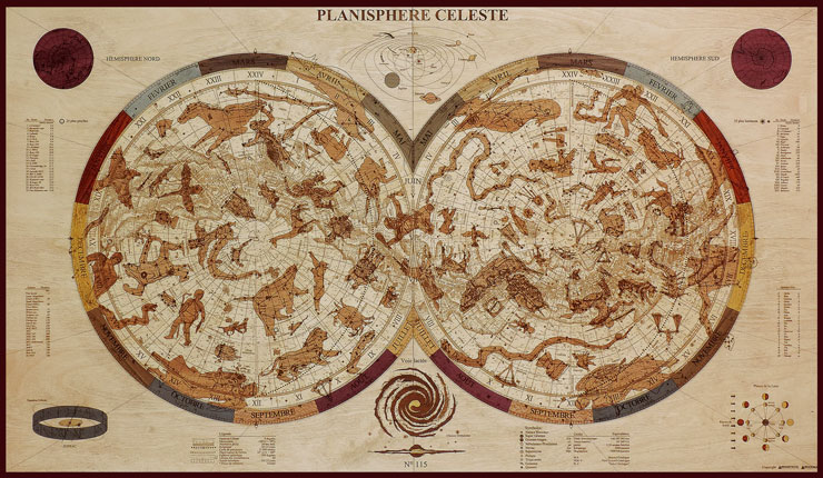 Planisphère Céleste - Woodmap